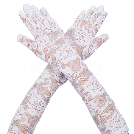 Polyester Long Lace Gloves AJEW-WH20011-94B-1