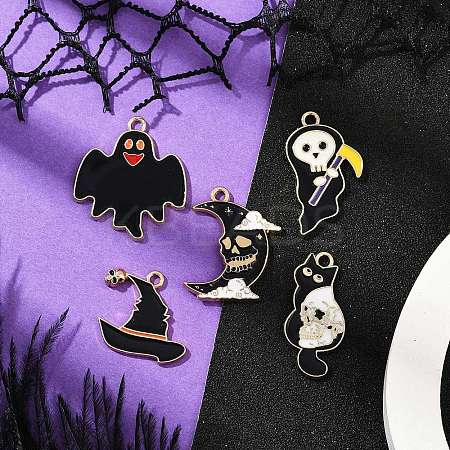 10Pcs 5 Styles Eco-Friendly Alloy Enamel Pendants ENAM-FP0003-20-1