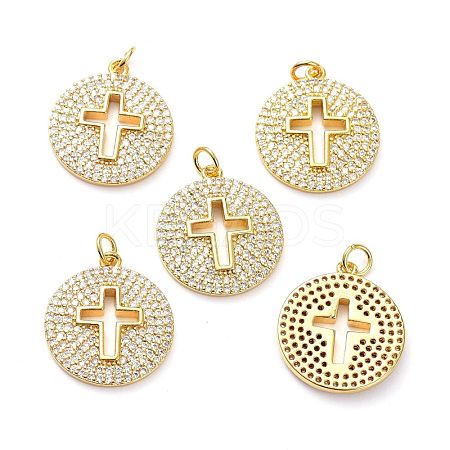 Brass Micro Pave Clear Cubic Zirconia Pendants ZIRC-L100-100G-1