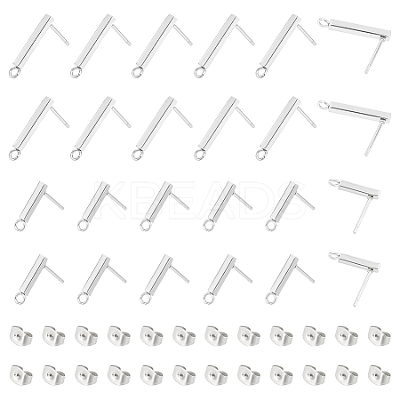60Pcs 2 Size 304 Stainless Steel Stud Earring Finding STAS-UN0054-97-1