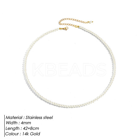 Elegant High-Quality Non-Fading 4mm Round Natural Pearl Beaded Necklaces for Women VI2074-3-1