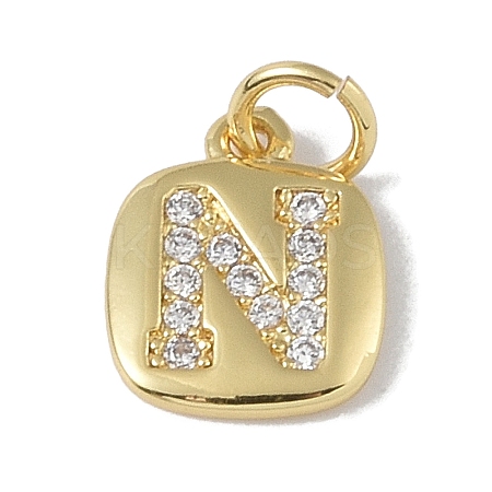 Rack Plating Brass Micro Pave CLear Cubic Zirconia Charms KK-E110-14G-N-1