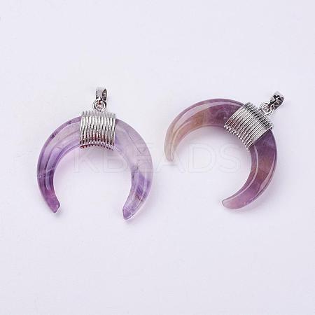 Natural Amethyst Pendants G-L466-B07-1