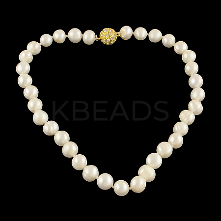 Elegant Pearl Round Beaded Necklaces NJEW-Q282-18G-1