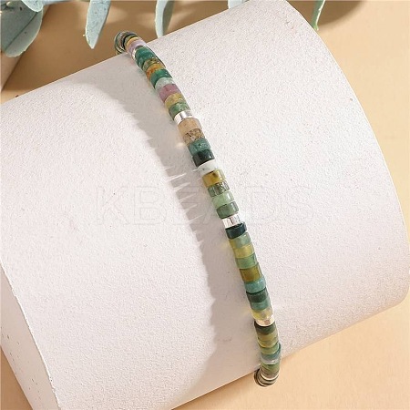 Natural Indian Agate Heishi Beaded Braided Bracelets SA4116-1-1