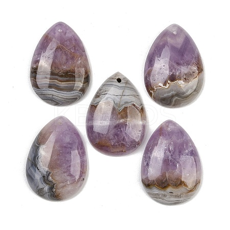Natural Amethyst Lace Agate Pendants G-A244-12A-1