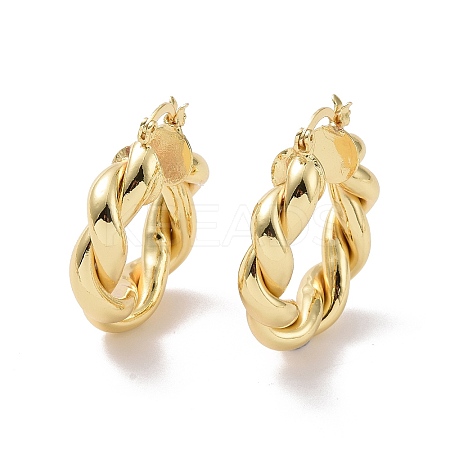 Rack Plating Brass Twist Rope Thick Hoop Earrings for Women EJEW-G315-03G-1