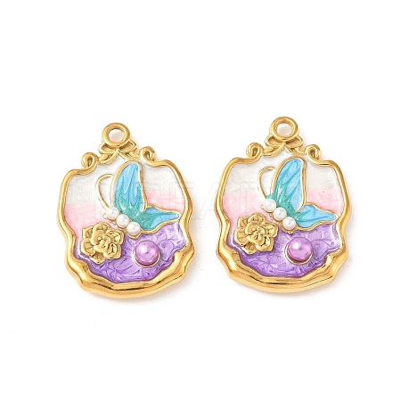 304 Stainless Steel Enamel Pendants STAS-I346-01G-01-1