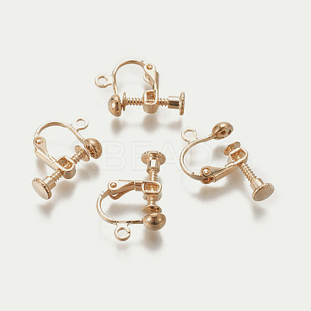 Rack Plated Brass Screw Clip-on Earring Findings LS-X-KK-P169-04KCG-1
