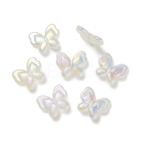 UV Plating Rainbow Iridescent Imitation Jelly Acrylic Beads OACR-K003-012F-1