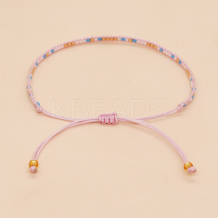 Bohemian Braided Adjustable Glass Seed Beaded Bracelets EX8332-4-1