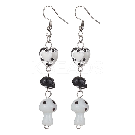 Natural Obsidian Chips Dangle Earrings EJEW-JE05432-01-1