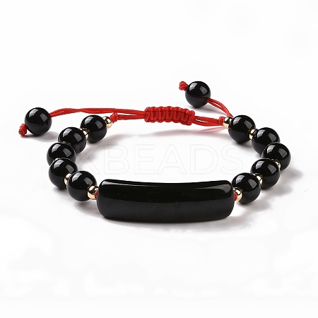Natural Obsidian Braided Bead Bracelets for Women Men BJEW-JB08930-06-1