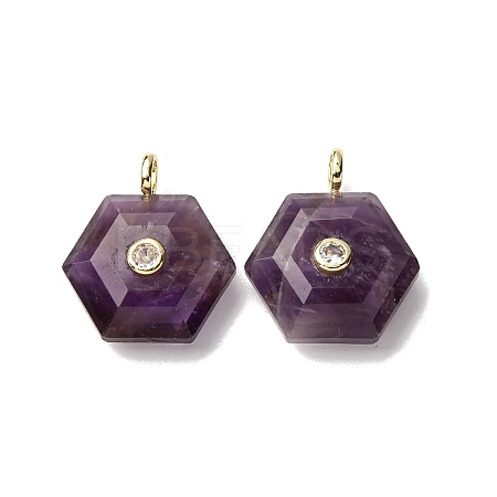 Natural Amethyst Pendants G-P588-02G-07-1