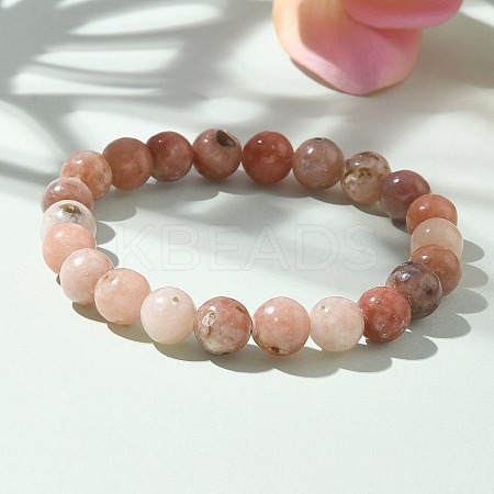 Natural Plum Blossom Jasper Beads Stretch Bracelets X-BJEW-F380-01-B08-1