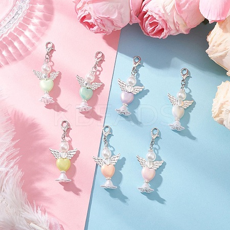 Heart Angel Acrylic Pendants Decorations HJEW-JM03779-01-1
