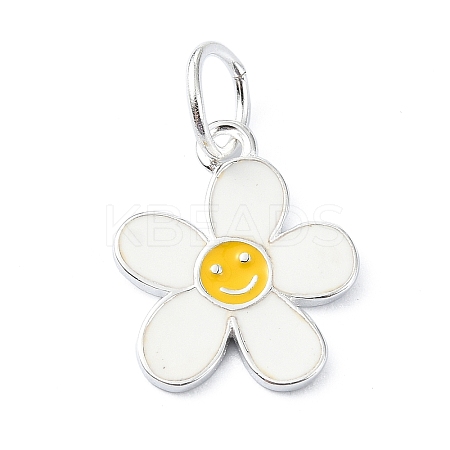 925 Sterling Silver Enamel Smiling Face Flower Charms STER-M119-06E-S-1