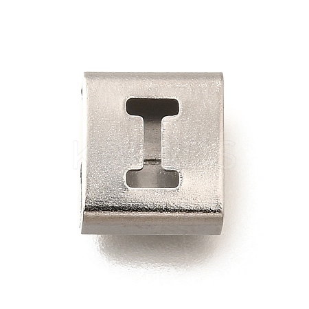 Letter Style 304 Stainless Steel Square Slide Charms STAS-L132-03I-1