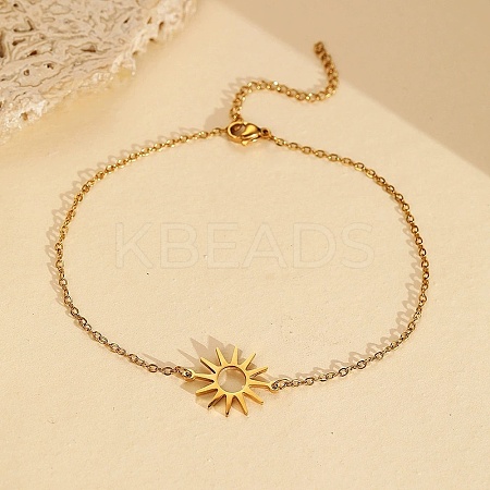 304 Stainless Steel Sun Link Bracelets BJEW-F521-02G-1