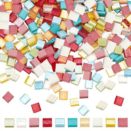 500Pcs 10 Colors 2-Hole Glass Seed Beads SEED-CN0001-03-1