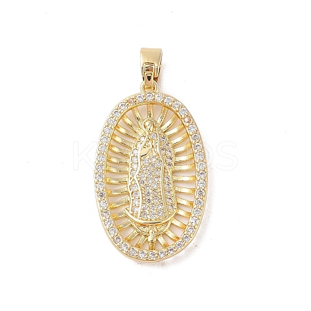 Brass Clear Cubic Zirconia Pendants KK-Z050-20G-1