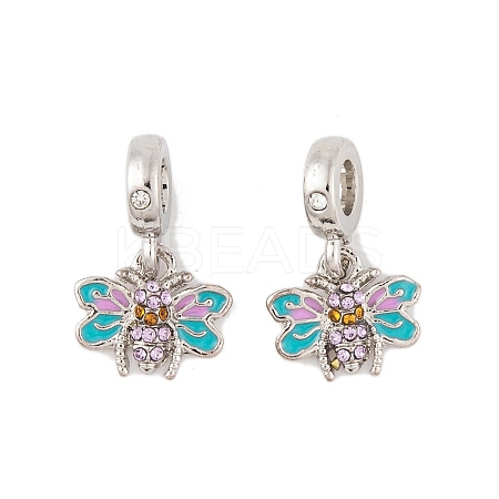 Rack Plating Alloy Rhinestone European Dangle Charms FIND-C055-21P-1