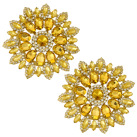 2Pcs Alloy with Rhinestone Handicraft Beading Appliques AJEW-FG0004-29E-1