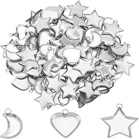 120Pcs 3 Styles 304 Stainless Steel Pendant Cabochon Settings STAS-UN0020-85P-1
