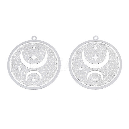 Non-Tarnish 304 Stainless Steel Filigree Pendants X-STAS-S118-054-1