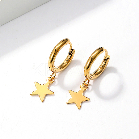 Fashionable Classic Star 201 Stainless Steel Hoop Earrings with High-end BA7601-1