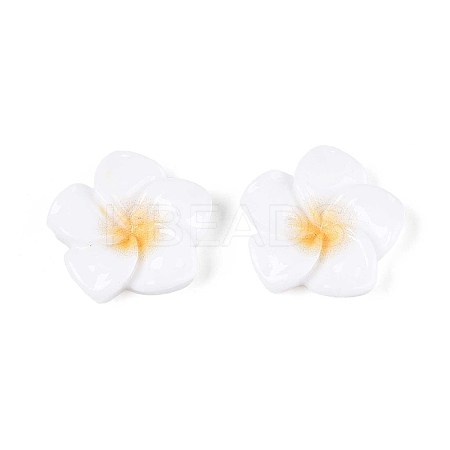 Plumeria Flower Opaque Resin Cabochons CRES-T025-30A-02-1