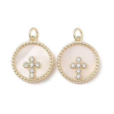 Brass Pendants Pave Shell KK-L208-76G-1