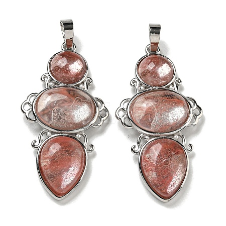Cherry Quartz Glass Pendants G-Q158-04I-1