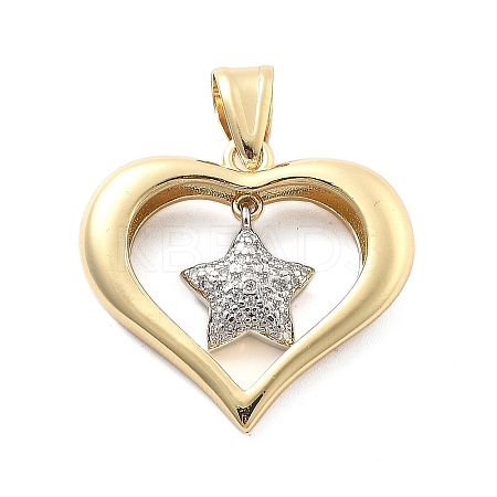Rack Plating Brass with Cubic Zirconia Pendants KK-Q017-10D-G-1