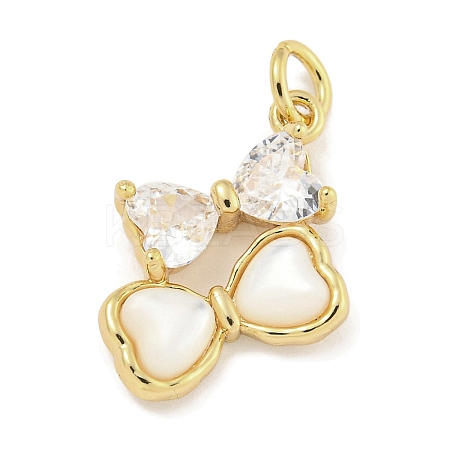 Brass with Cubic Zirconia with Sea Shell Pendants KK-Q820-11G-1