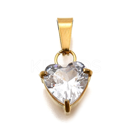 304 Stainless Steel Micro Pave Cubic Zirconia Pendants STAS-B086-13G-04-1