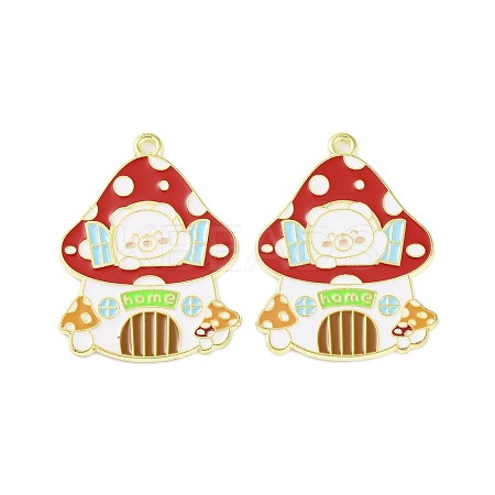 Golden Plated Alloy Enamel Pendants ENAM-Z017-09G-01-1