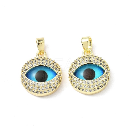 Printed Brass Micro Pave Cubic Zirconia with Glass Pendants KK-Z134-17G-02-1