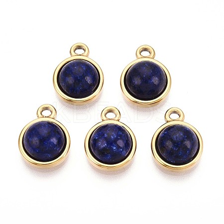 Dyed Natural Lapis Lazuli Half Round Charms STAS-N109-213D-G-1