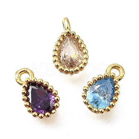 Brass Pave Cubic Zirconia Pendants KK-V011-21G-1