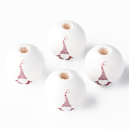 Painted Natural Wood Beads WOOD-N006-189-1