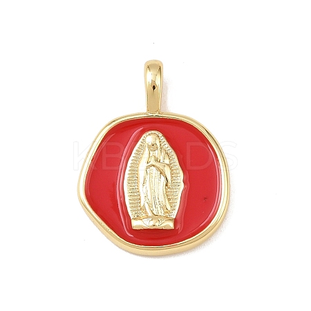 Brass Enamel Pendants KK-P339-12G-02-1
