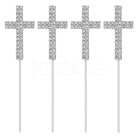 4Pcs Zinc Alloy Rhinestone  Birthday Cake Insert Cards AJEW-FG0004-87-1