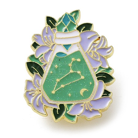 Flower Holy Vase Leo Enamel Pins JEWB-B012-03D-1