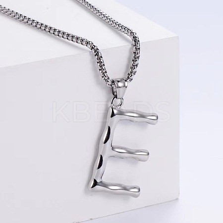 3Pcs 304 Stainless Steel Textured Letter Pendant Box Chain Necklaces LW4134-31-1