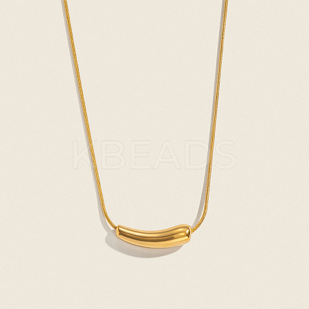 Minimalist 304 Stainless Steel Bean Pendant Necklaces with Round Snake Chains for Women YF8293-1-1