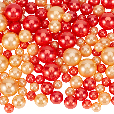 150Pcs 4 Styles ABS Plastic Imitation Pearl Beads OACR-SP0001-68-1