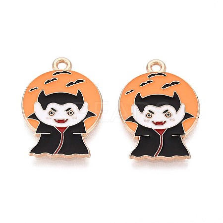 Halloween Theme Alloy Enamel Pendants ENAM-T022-55G-01-1