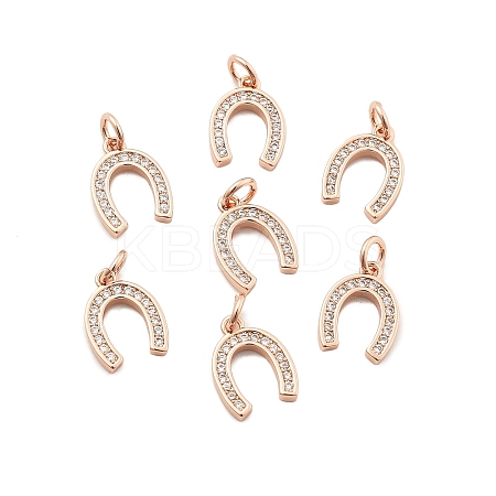 CZ Brass Micro Pave Cubic Zirconia Horse Shoe Charms LS-ZIRC-L018-13RG-1