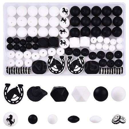 102Pcs 12 Styles Silicone Focal Beads SIL-YW0002-20-1